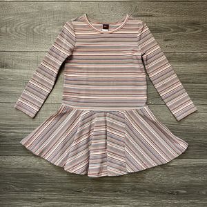 Tea Collection Girls Multicolor Striped Dress size 4 Long Sleeve Flare Skirt
